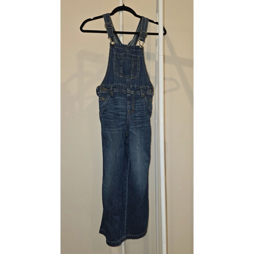 Cat & Jack Girls Medium Wash Denim Overalls Straight Leg Size M 8